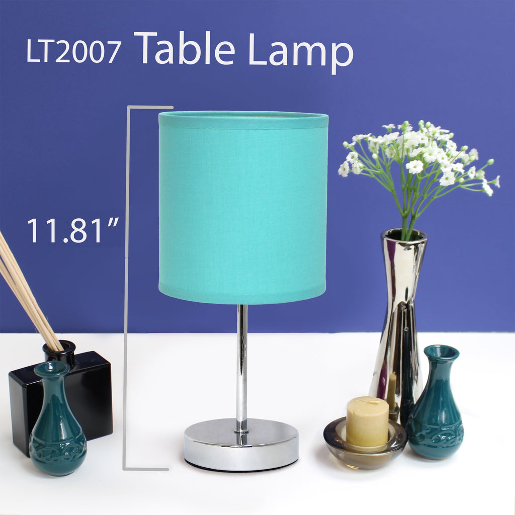 11.81" Basic Chrome Mini Table Lamp with Fabric Shade, Blue